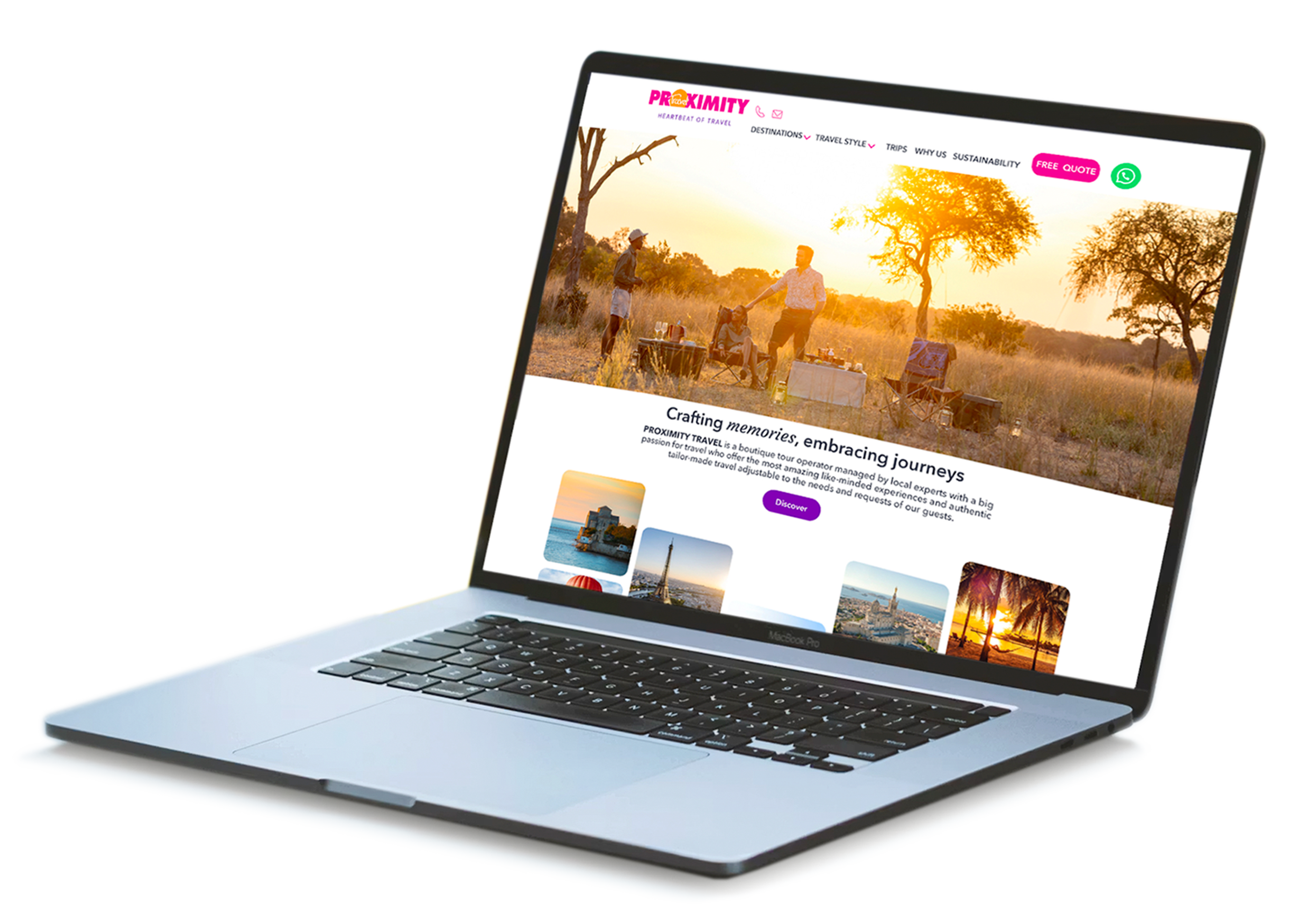 Preview of the upcoming Proximity Travel website on a laptop